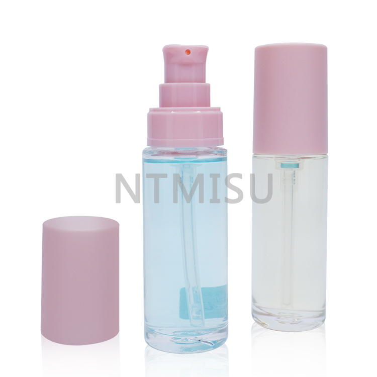 35ml transparent glass treatment bottle foundation bottle with treatment pump