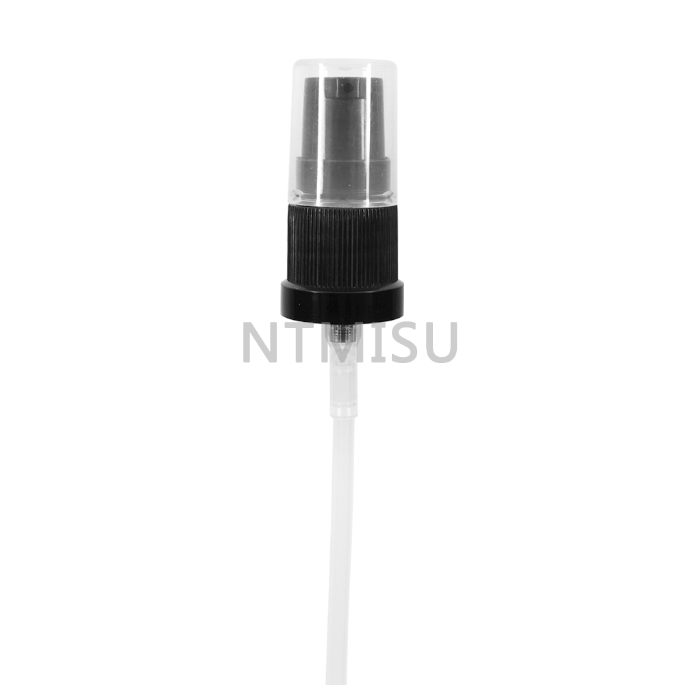18 415 Black Serum Pump with Ribbed Surface for Bottle