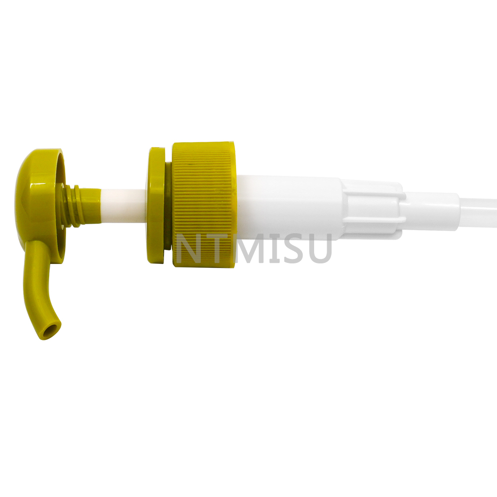 32 410 Yellow Ribbed Plastic Lotion Pump for Cosmetic Bottle