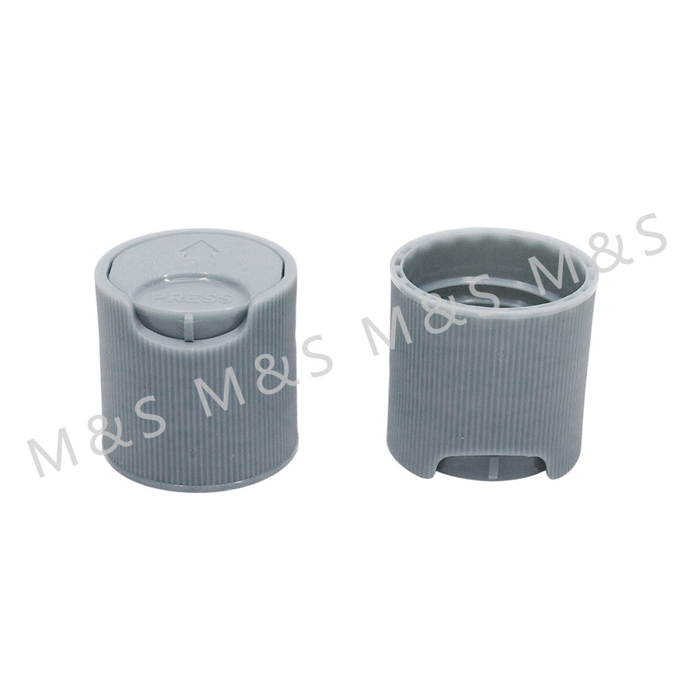  Grey Plastic Ribbed Round Screw Disc Top Cap for Bottle