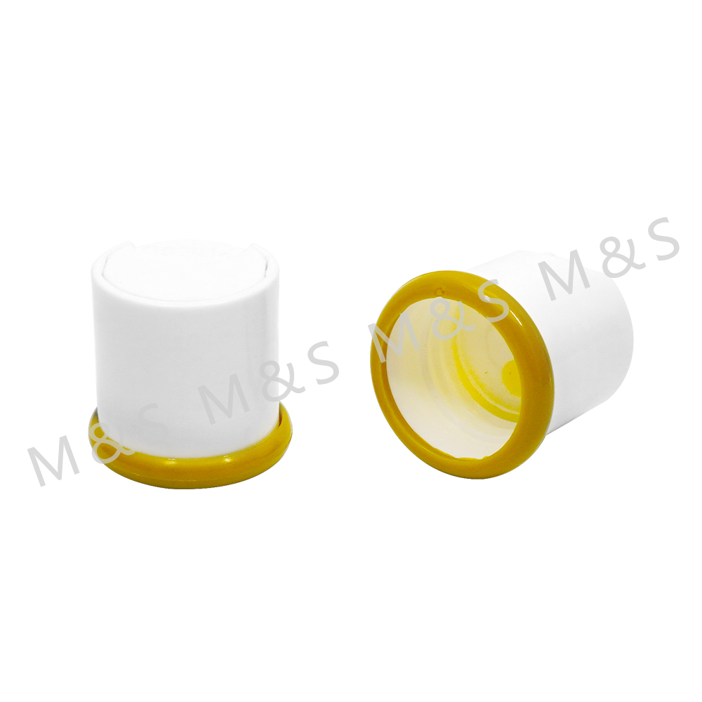 24 410 White and Yellow Plastic Smooth Round Screw Disc Top Cap Lids