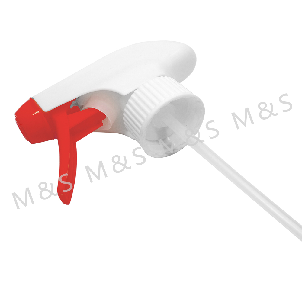 28mm 400 Red and White Ribbed Plastic Hand Trigger Sprayer