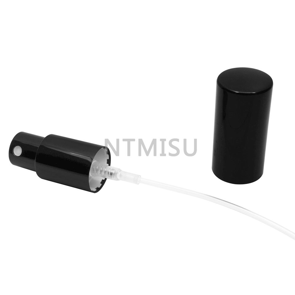 Hot Selling 18mm Shining Black Smooth Closure Mist Pump Fine Mist Sprayer