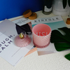 Creative Pink Glass Color Painting Scented Candle Cup Personalized Custom Glass Sugar Jar