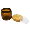 500g Amber Plastic Cream Jar with Bamboo Lids