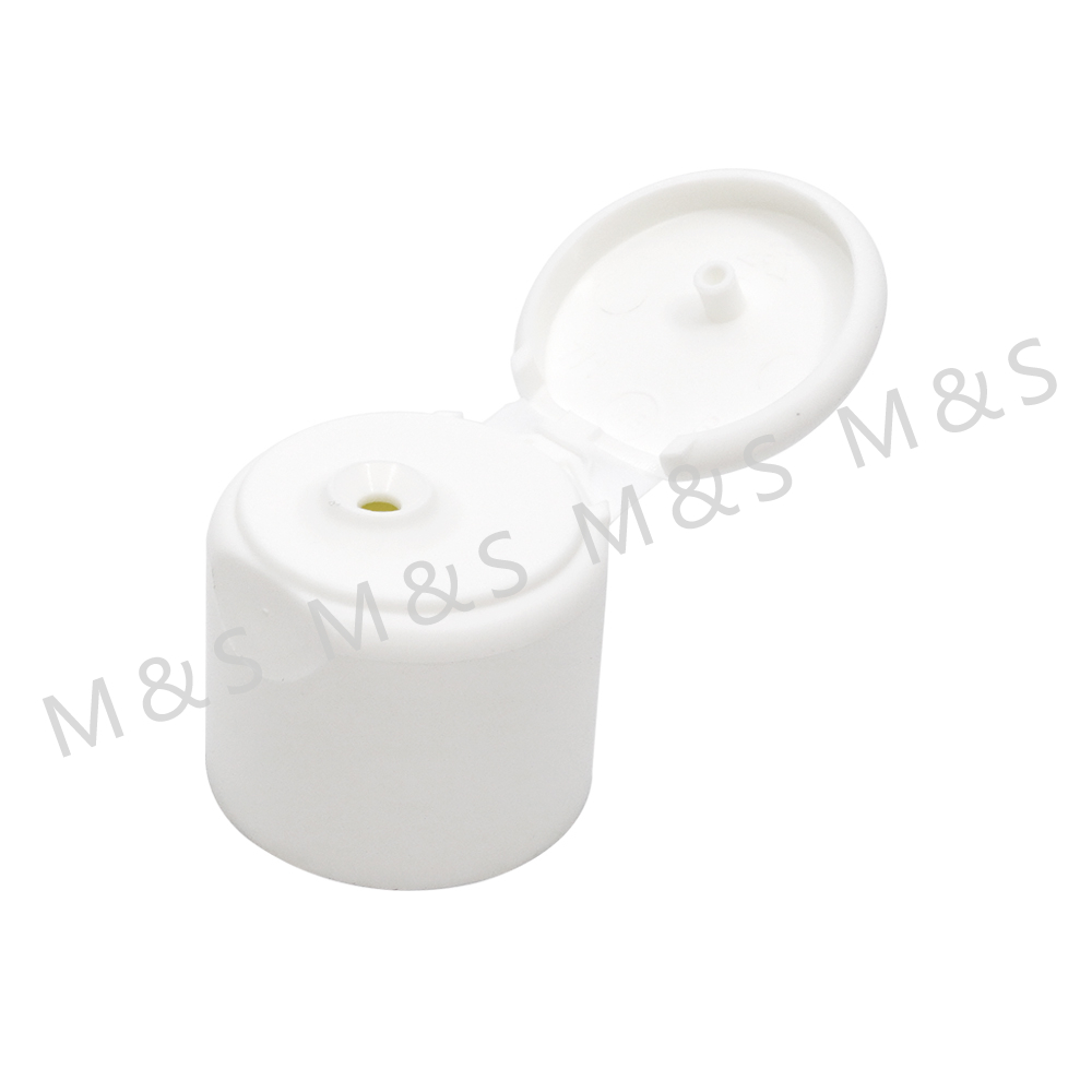 24 410 White Plastic Smooth Flip Top Cap for Cosmetic Bottle