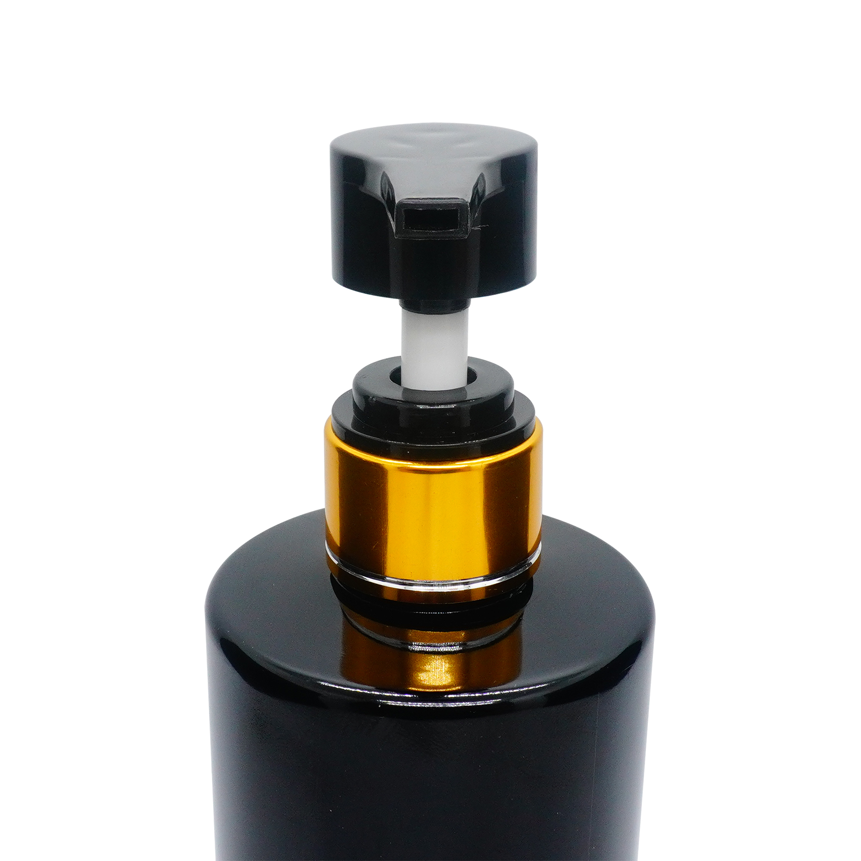 600ml Black PET Flat Shoulder Bottle with Aluminum Lotion Pump