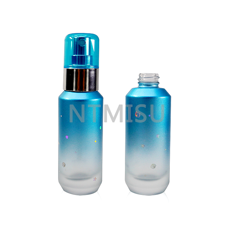30ml Fantasy Sea Blue Gradient Glass Bottle With Fine Mist Sprayer