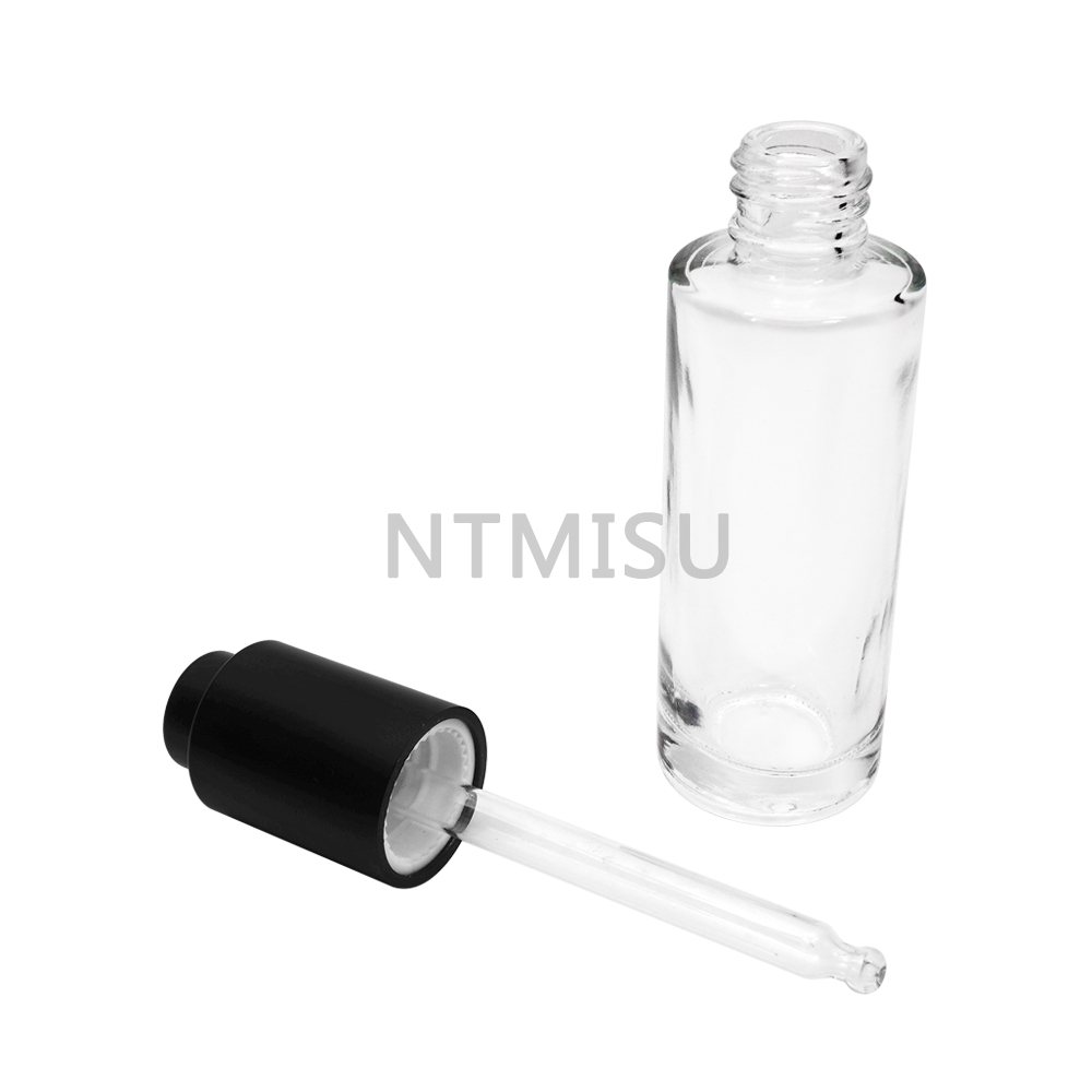 35ml Transparent Glass Bottle with Push Button Dropper