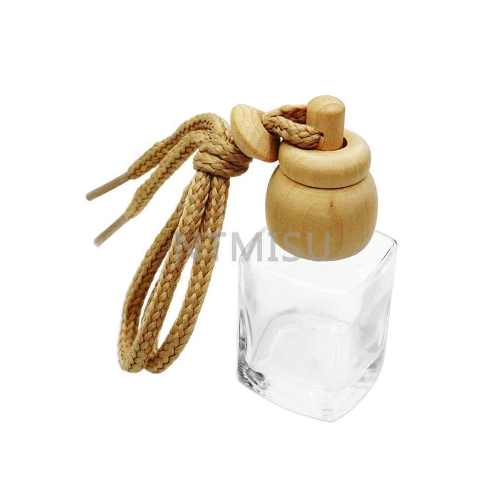 Empty 16ml Air Freshener Perfume Glass Bottle With Wooden Lid for Hanging Car