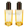 Luxury 30ml Orange Square Glass Bottle with Gold Aluminum Press Dropper