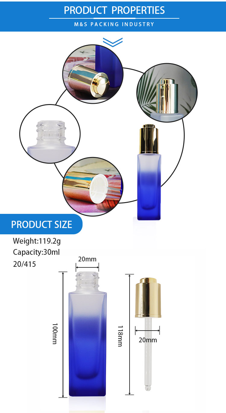 Gradient Blue Square Dropper Bottle Sets detail