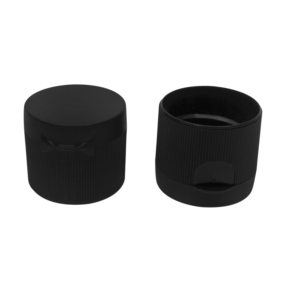 28 410 Black Plastic Ribbed Flip Top Cap