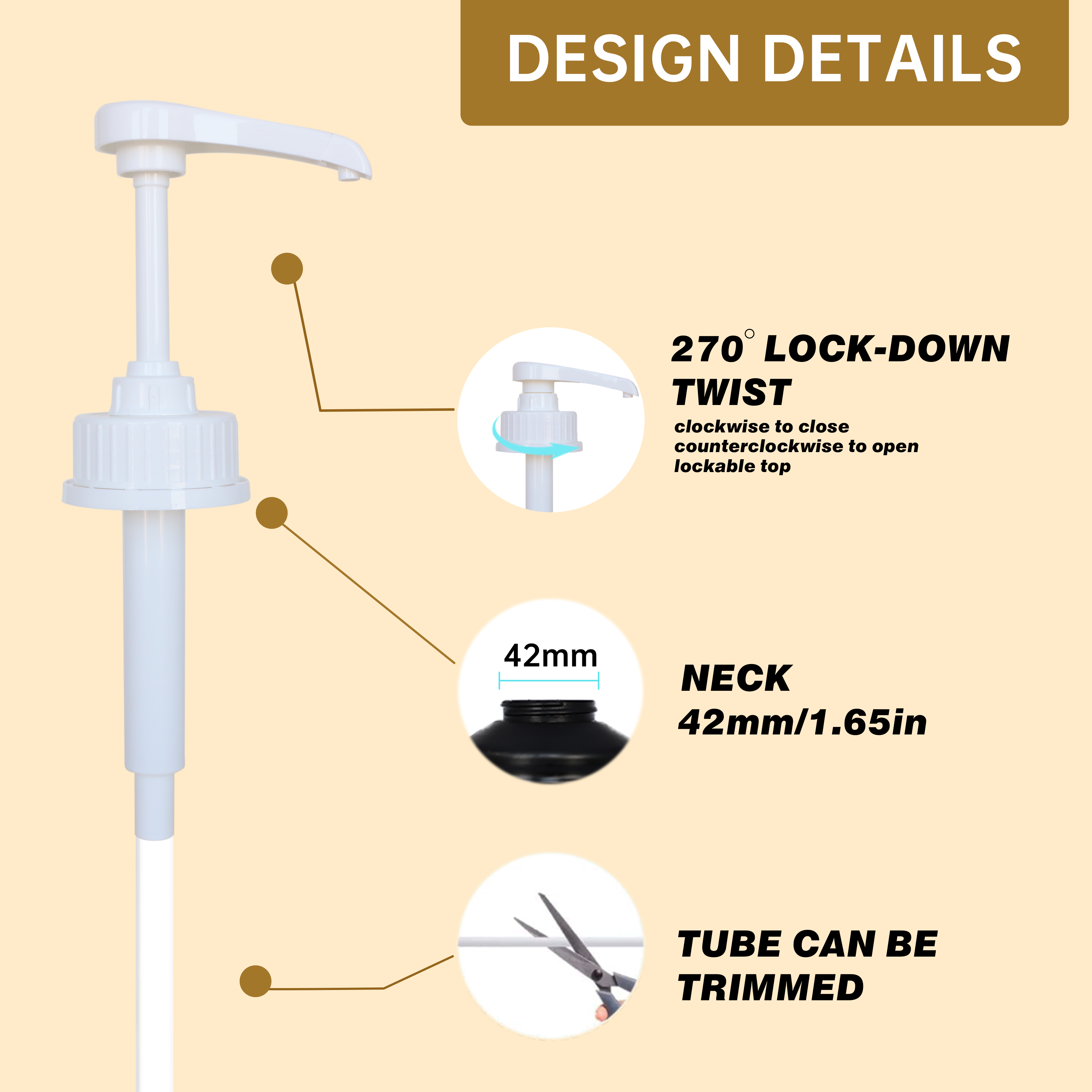 42/410 White Food Pump 5cc Syrup Pump Food Grade Plastic Tamper Evident Honey Pump for Liquid Dispenser