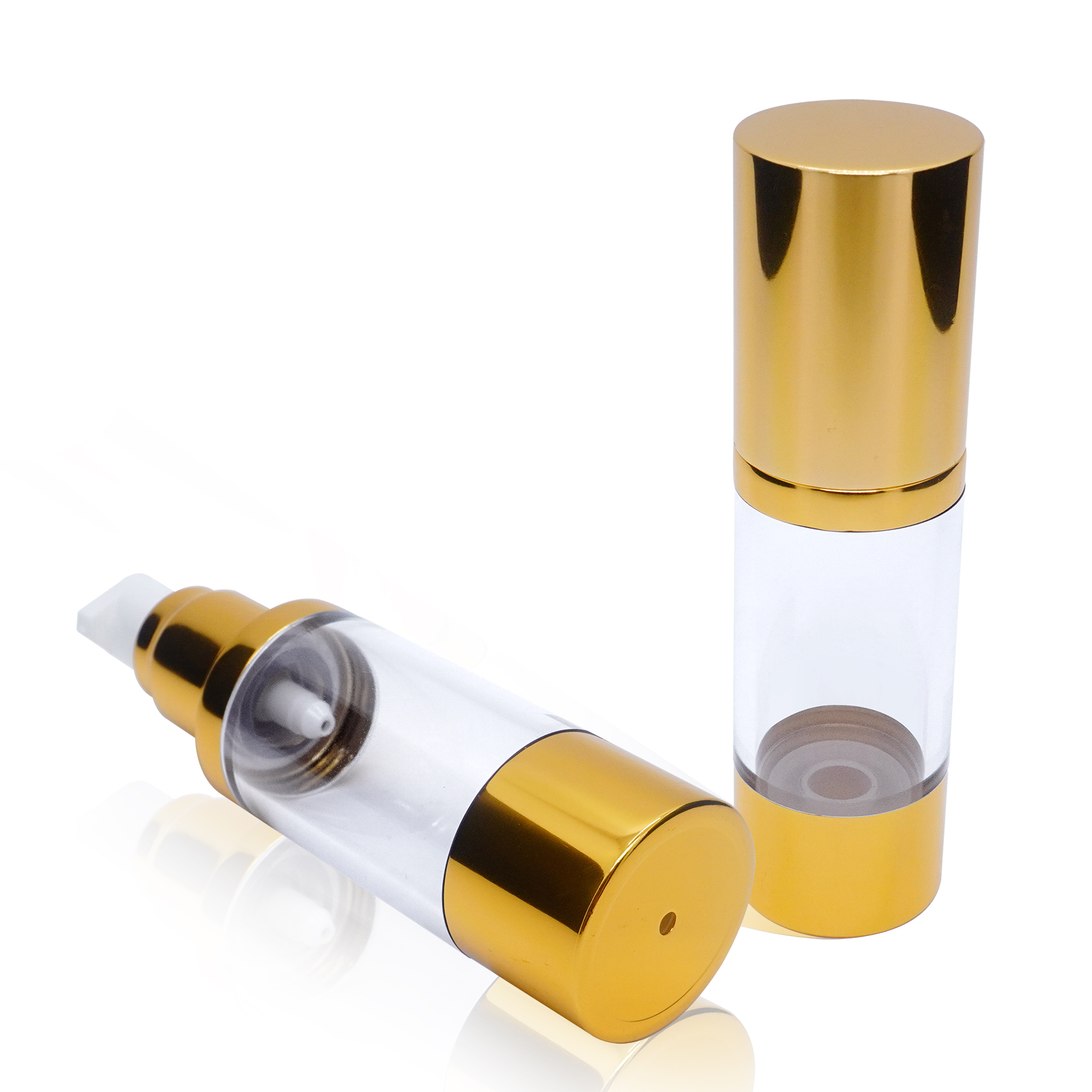 30ml Aluminium Transparent Gold Vacuum Bottle Dispenser Pump Bottle
