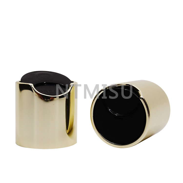 24/410 Multiple Specifications Black Disc Top Cap with Electrochemical Aluminum Light Golden Closure