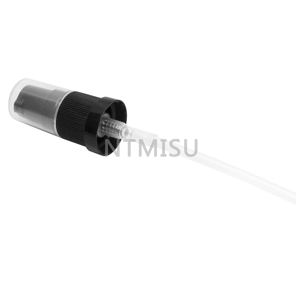 18 415 Black Serum Pump with Ribbed Surface for Bottle