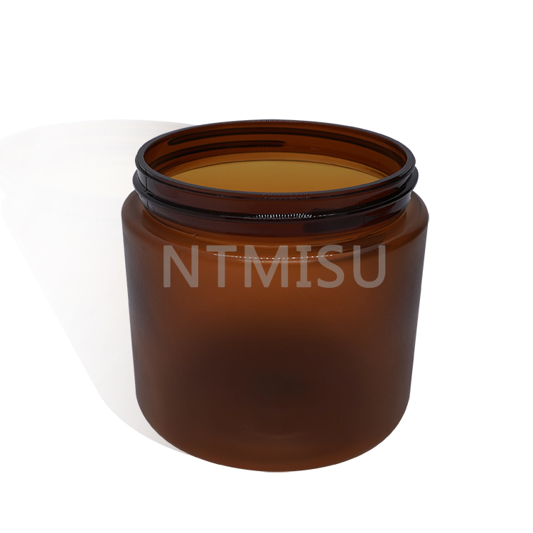 500ml 16oz Amber Frosted Cream Jar with Bamboo Lid