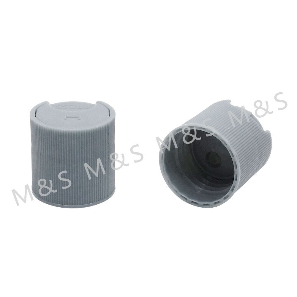  Grey Plastic Ribbed Round Screw Disc Top Cap for Bottle