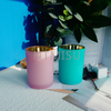 Luxury Light Green Pink Frosted Glass Handmade Aromatherapy Bottle Candle Bottle with Golden Inner Wall