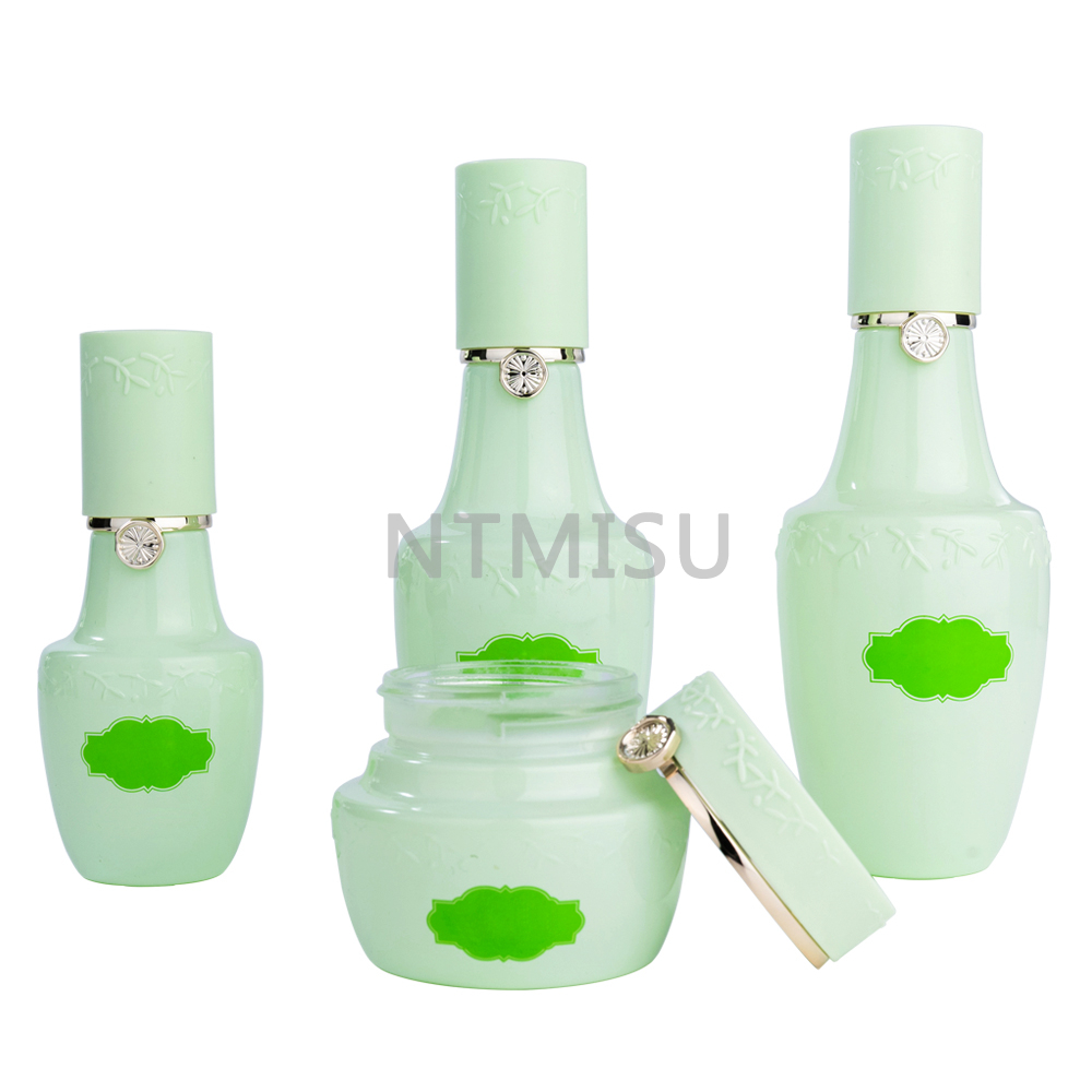 45ml Thin Tall Green Cosmetic Cream Glass Bottle