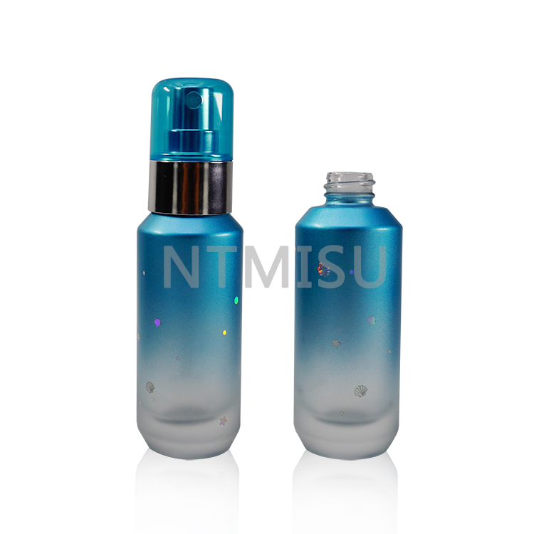 30ml Sea Blue Gradient Frosted Fine Mist Spray Bottle Sets for Seaside Resort
