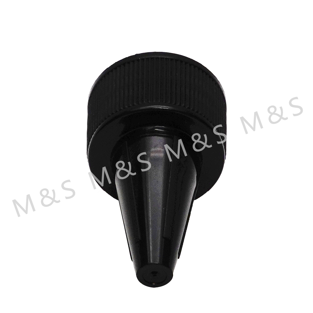 28 410 Plastic Black Ribbed Screw on Twist Top Cap for Bottles