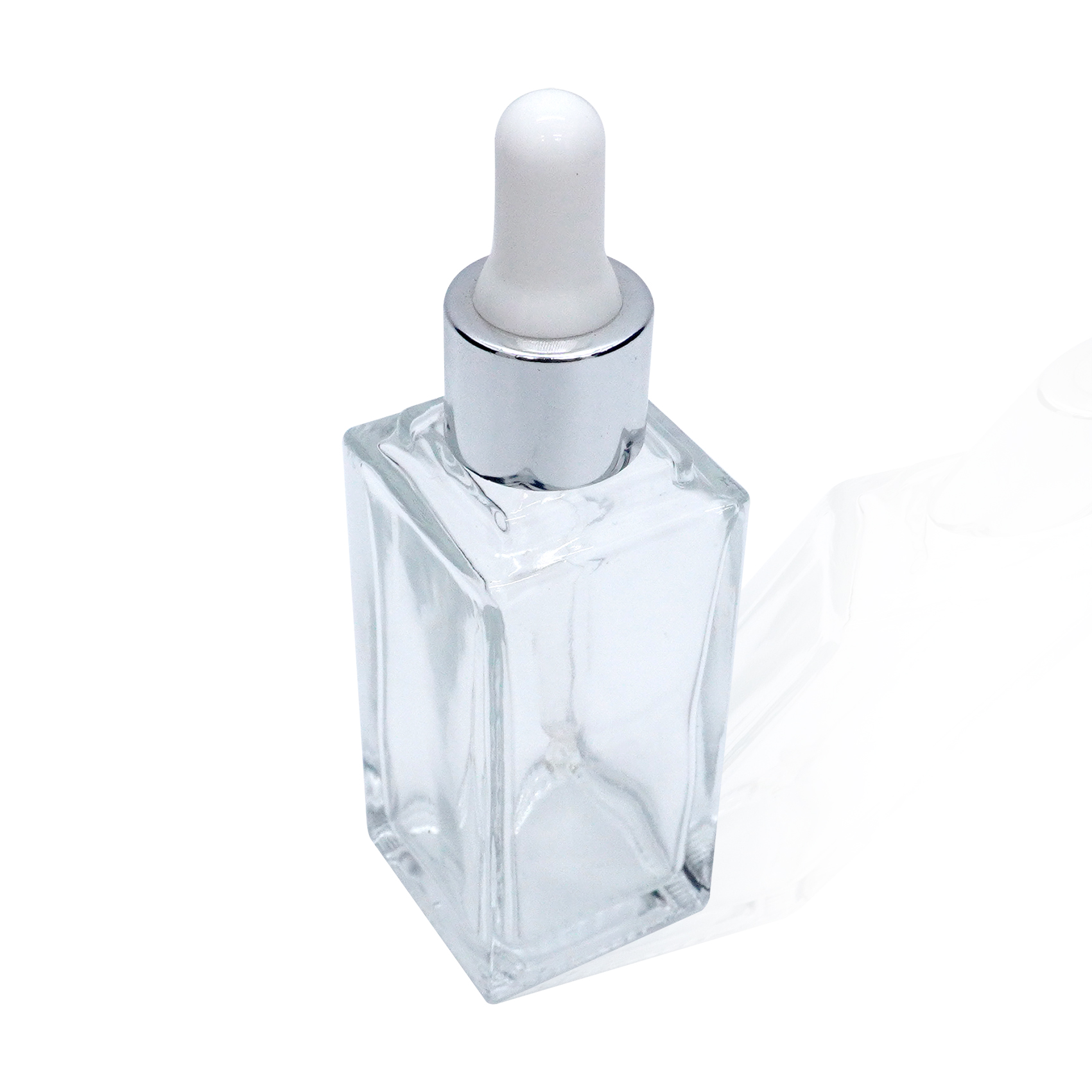 30ml Transparent Square Glass Bottle with Dropper