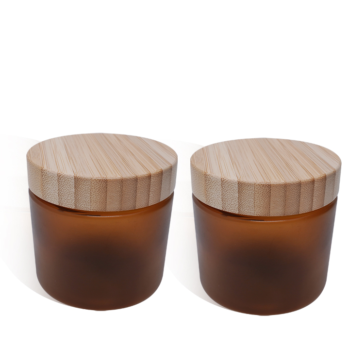 500ml Amber PET Cans Cream Bottles And Bamboo Covers