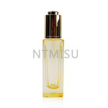 Brilliant 30ml Orange Square Glass Bottle with Shining Golden Press Dropper