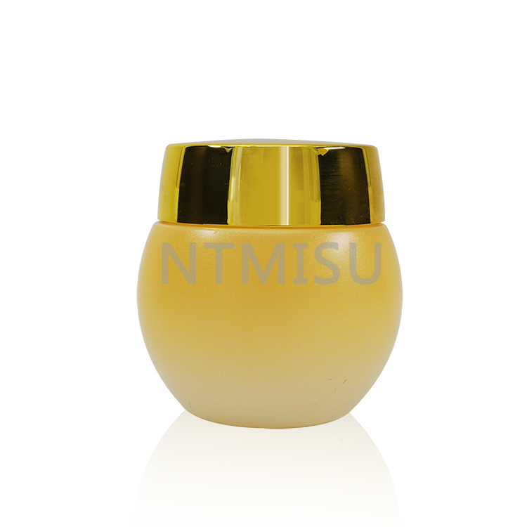 30g High Quality Gradient Orange Glass Cream Jar with Shining Golden Cap