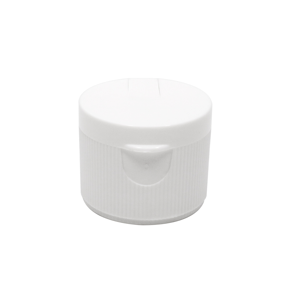 28 410 White Ribbed Shampoo Flip Top Cap for Bottle