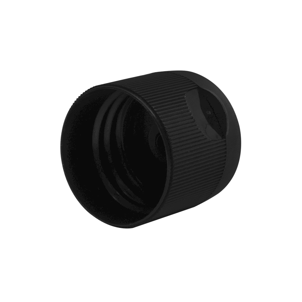 28 410 Black Plastic Ribbed Flip Top Cap