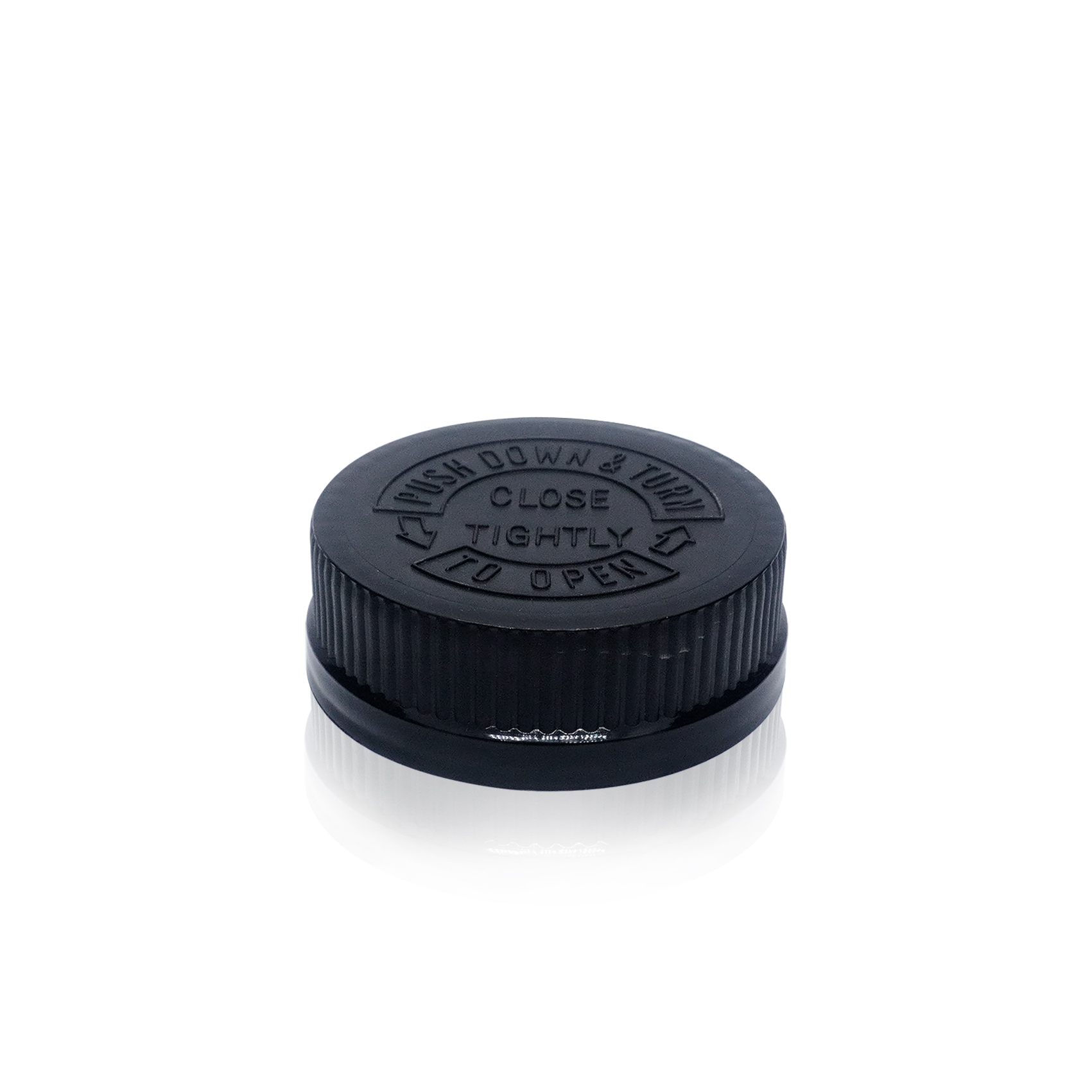 Black Ribbed Screw Childproof Press Cap