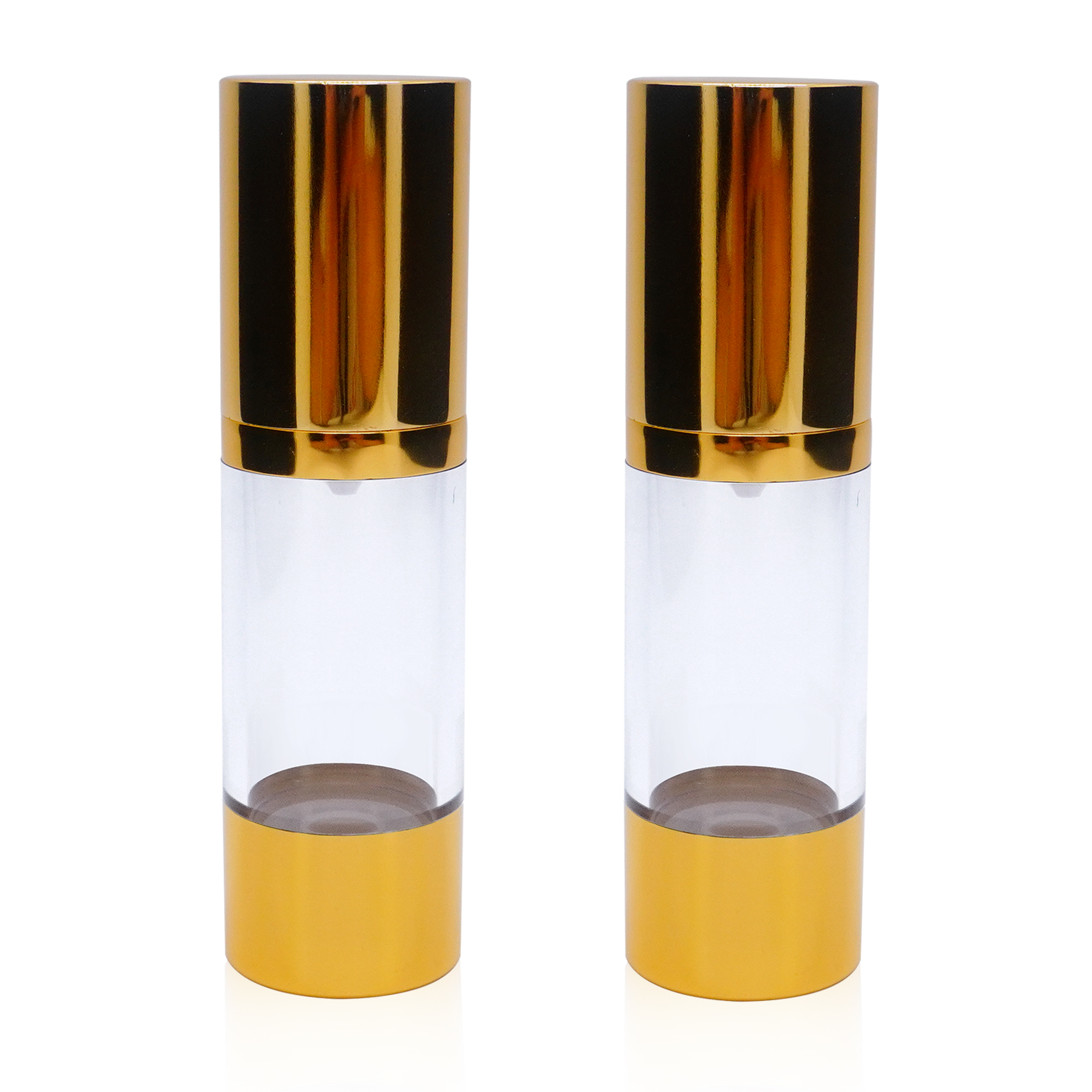 30ml Aluminium Transparent Gold Vacuum Bottle Dispenser Pump Bottle