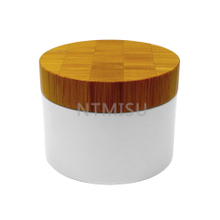 250g Plastic Double Wall Cream Jar with Bamboo Lids for Skin Care