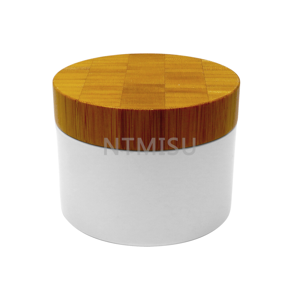250g Plastic Double Wall Cream Jar with Bamboo Lids for Skin Care
