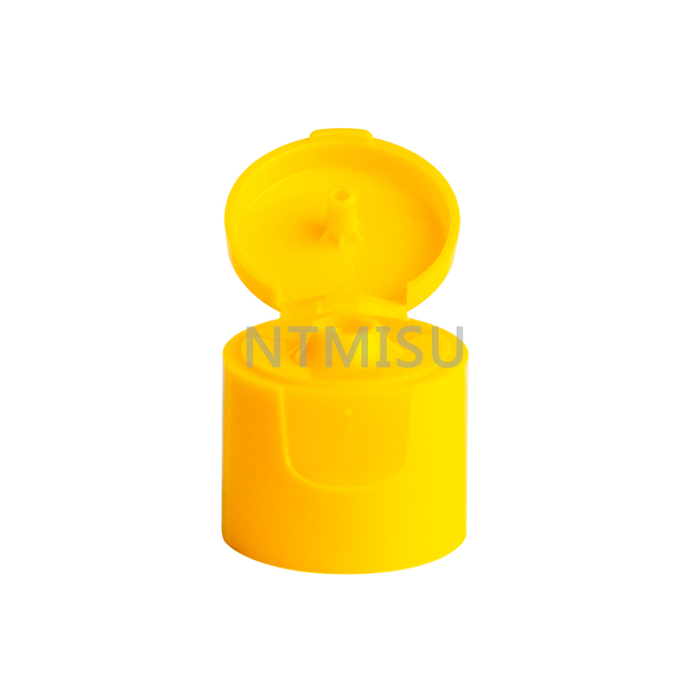Yellow Plastic Flip Top Cap for Cosmetic Bottle