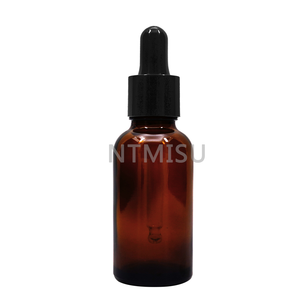 18 410 black plastic dropper with amber bottle