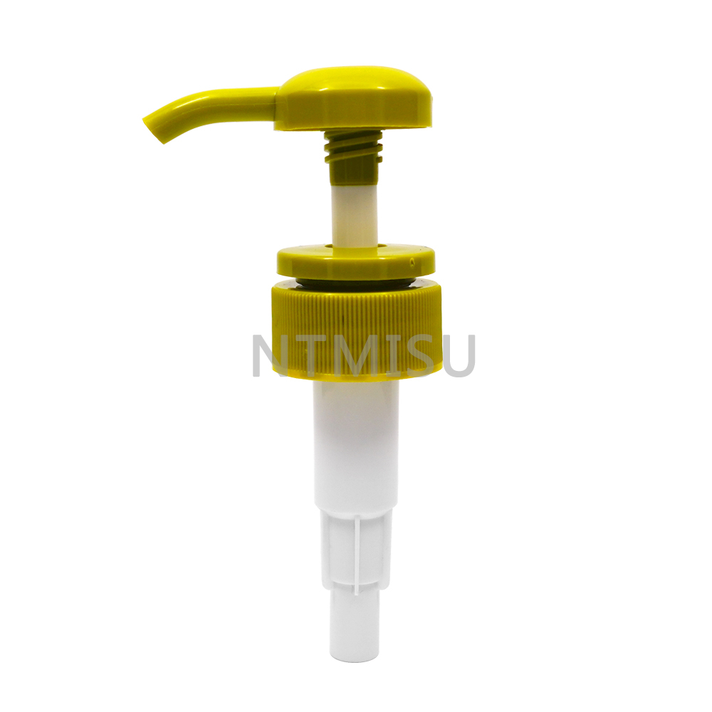 32 410 Yellow Ribbed Plastic Lotion Pump for Cosmetic Bottle