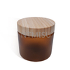 500ml 16oz Amber Frosted Cream Jar with Bamboo Lid