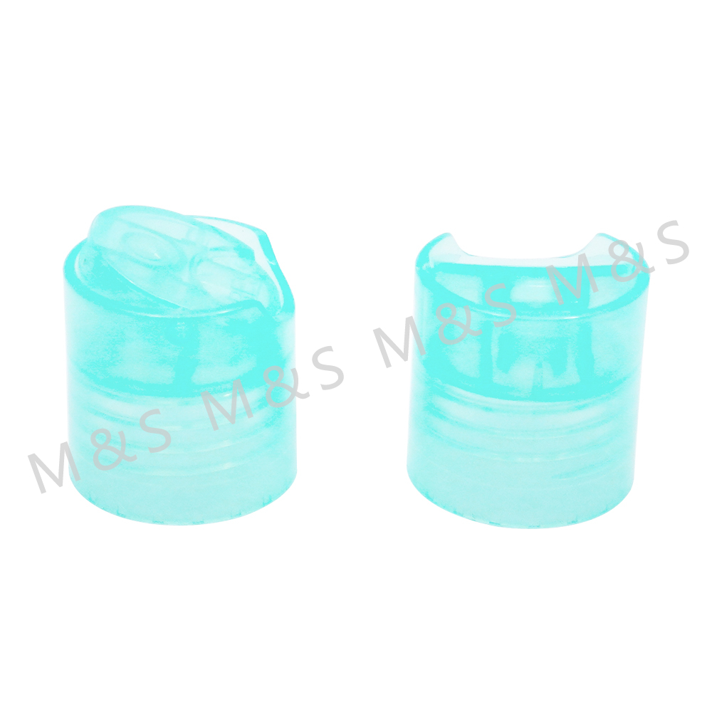24mm Transparent Blue Disc Top Cap for Cosmetic Industry