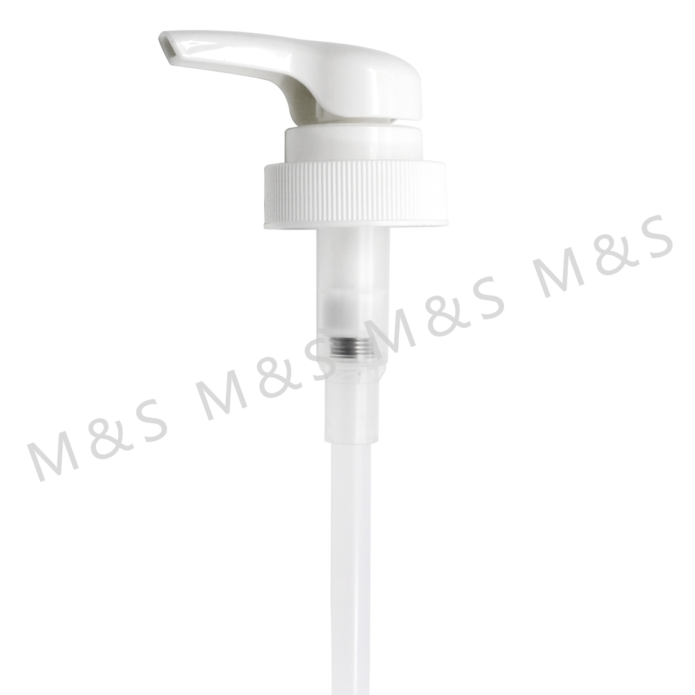 38 400 White Ribbed Plastic Lotion Pump with Left And Right Lock