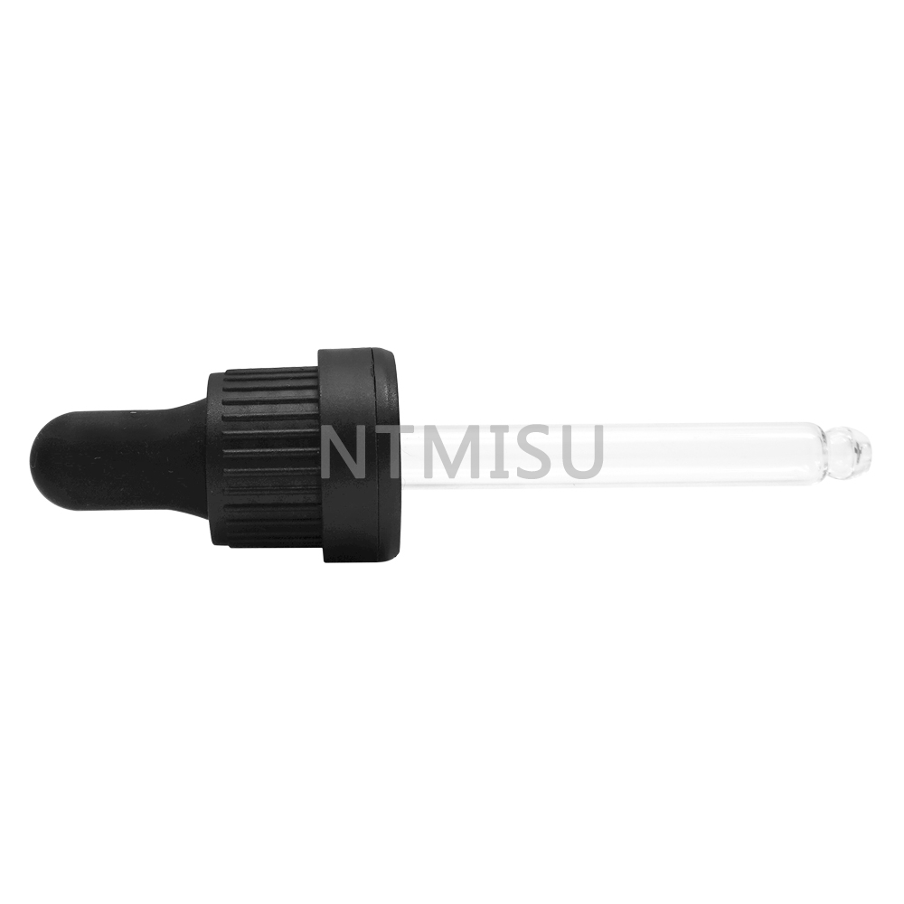 18 410 black ribbed plastic dropper with glass pipette