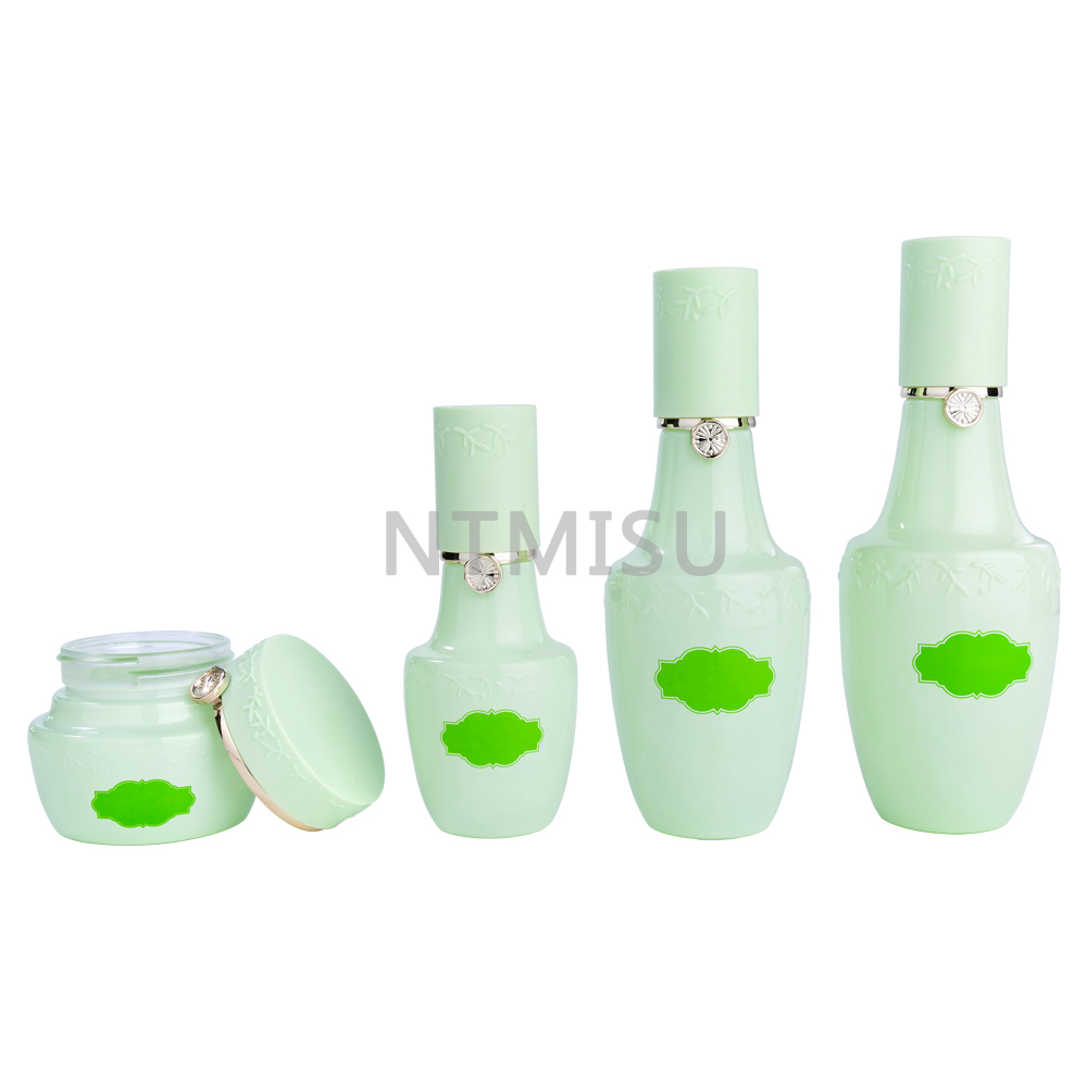 45ml Thin Tall Green Cosmetic Cream Glass Bottle