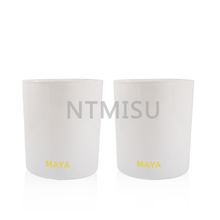 Elegant Appearance Pure White Glass Candle Cup with Bronzing Logo