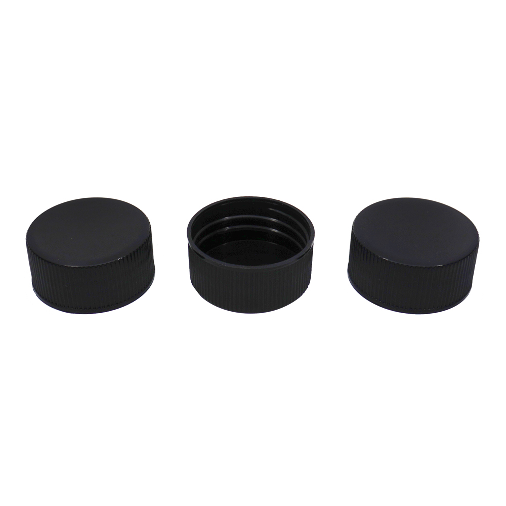 36 410 Black Round Plastic Ribbed Screw Top Cap for Bottle