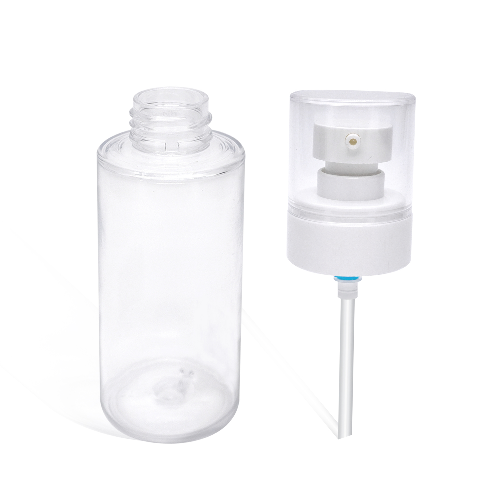 Clear Bottle with Outside Spring Lotion Sprayer Pump