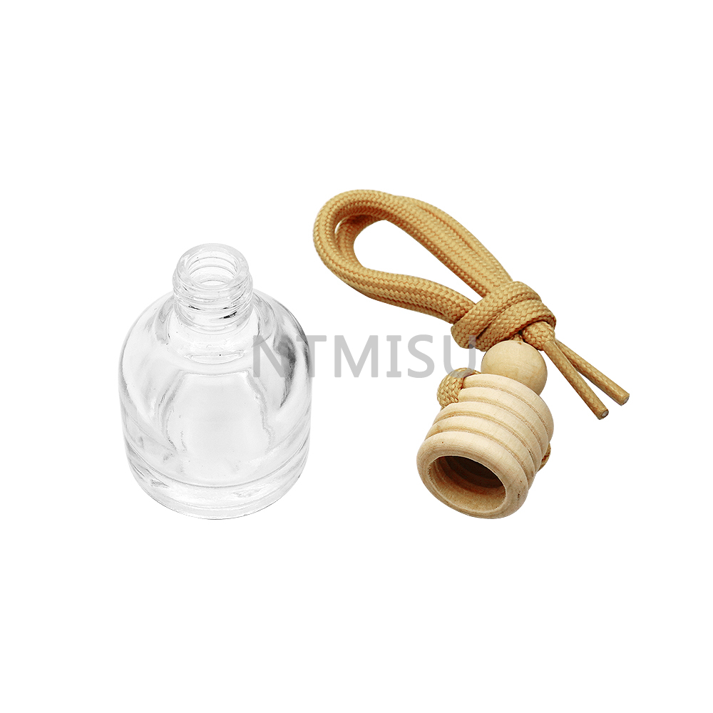 12ml Empty Hanging Car Perfume Glass Bottle with Wood Cap