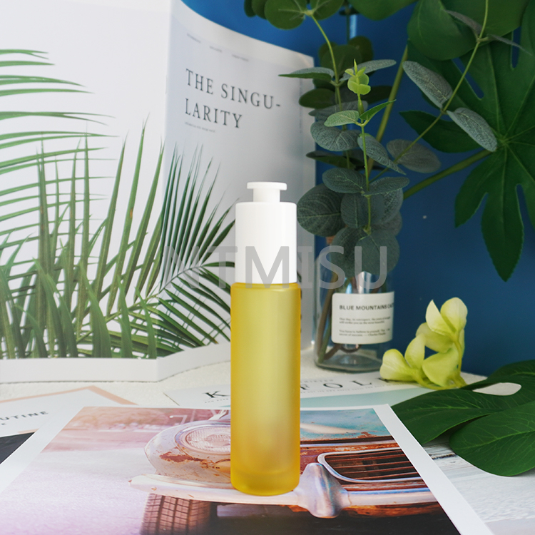 1oz Brilliant Frosted 30ml Yellow Glass Bottle with White Locked Press Dropper